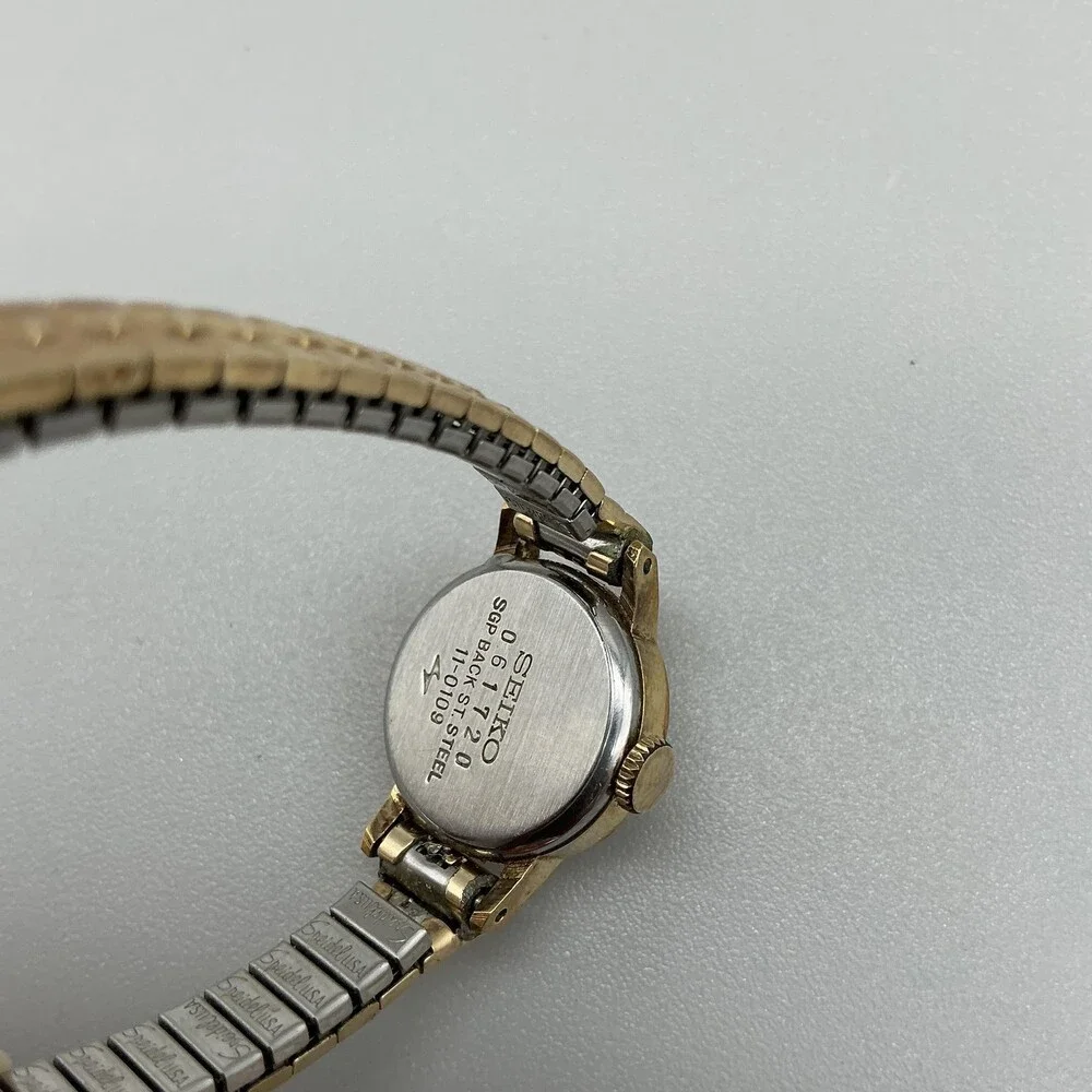 Vintage Seiko Womens Watch 18mm Gold Plated 11-0109 Stretch Manual Wind